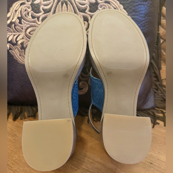 NWOT Lucky Brand Navy Denim 1 Platform Delmie High Heel Sandal Size 9 - Picture 6 of 7